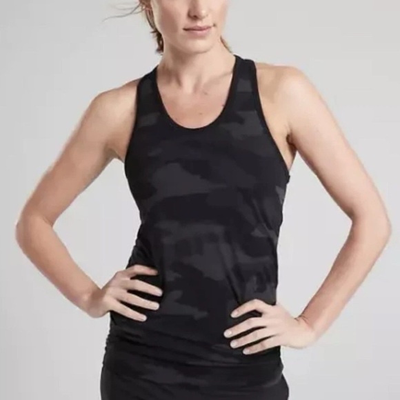 Athleta Speedlight Camo Tank Top Black Camo Womens Size Medium Activewear Gym - Picture 1 of 9